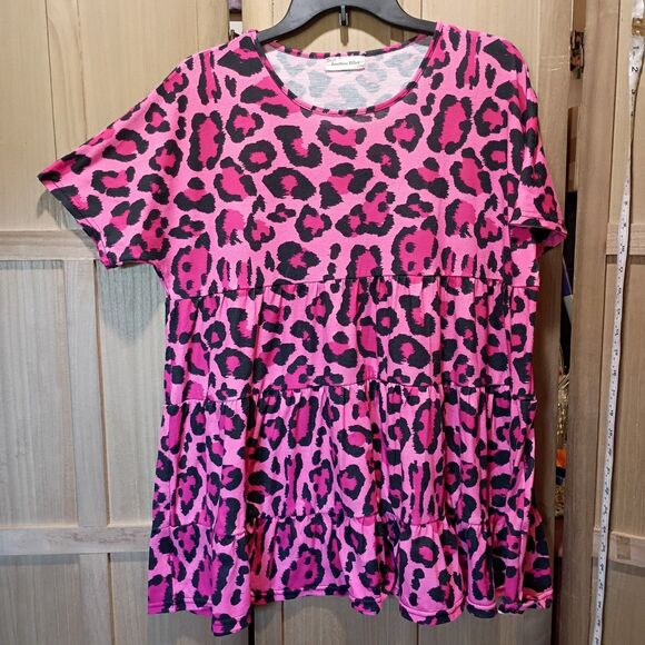 Tops - Southern stitch oversized medium tunic pink leopard print